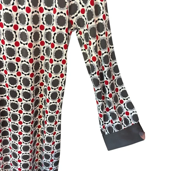 Tory Burch 100% Silk Geometric Print Dress Sz M Mod Shift Style Long Sleeve